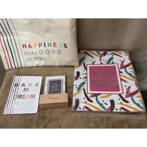 BRAND NEW Thirty-One Happiness Looks Good on You Canvas Zipper Bag Pouch + More